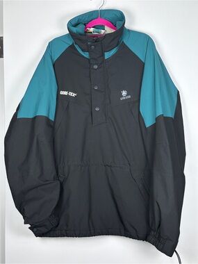 Vintage Alpine Design Gore-Tex Pullover Jacket M 40-42 Teal Black 90s Outdoor